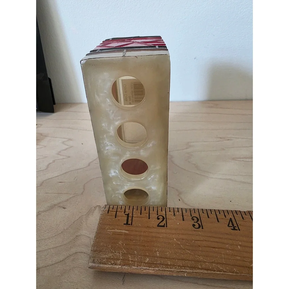 Vtg Coca-Cola Stained Glass Mosaic Style Soap Dispenser/Toothbrush Holder Set